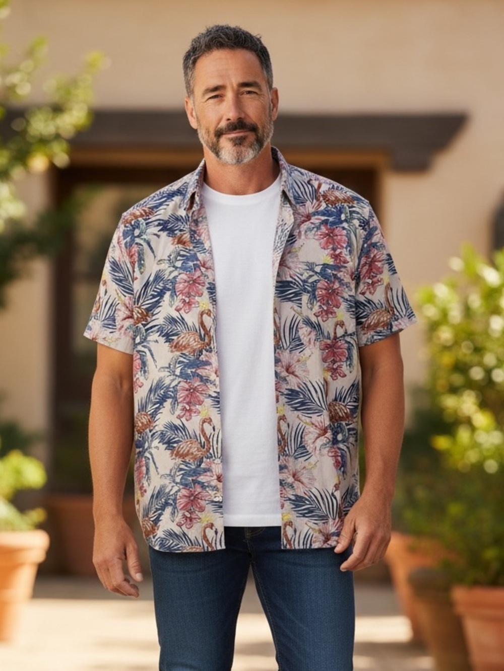 Molokai Men's Short-Sleeve Floral Button-Down Shirt XXL